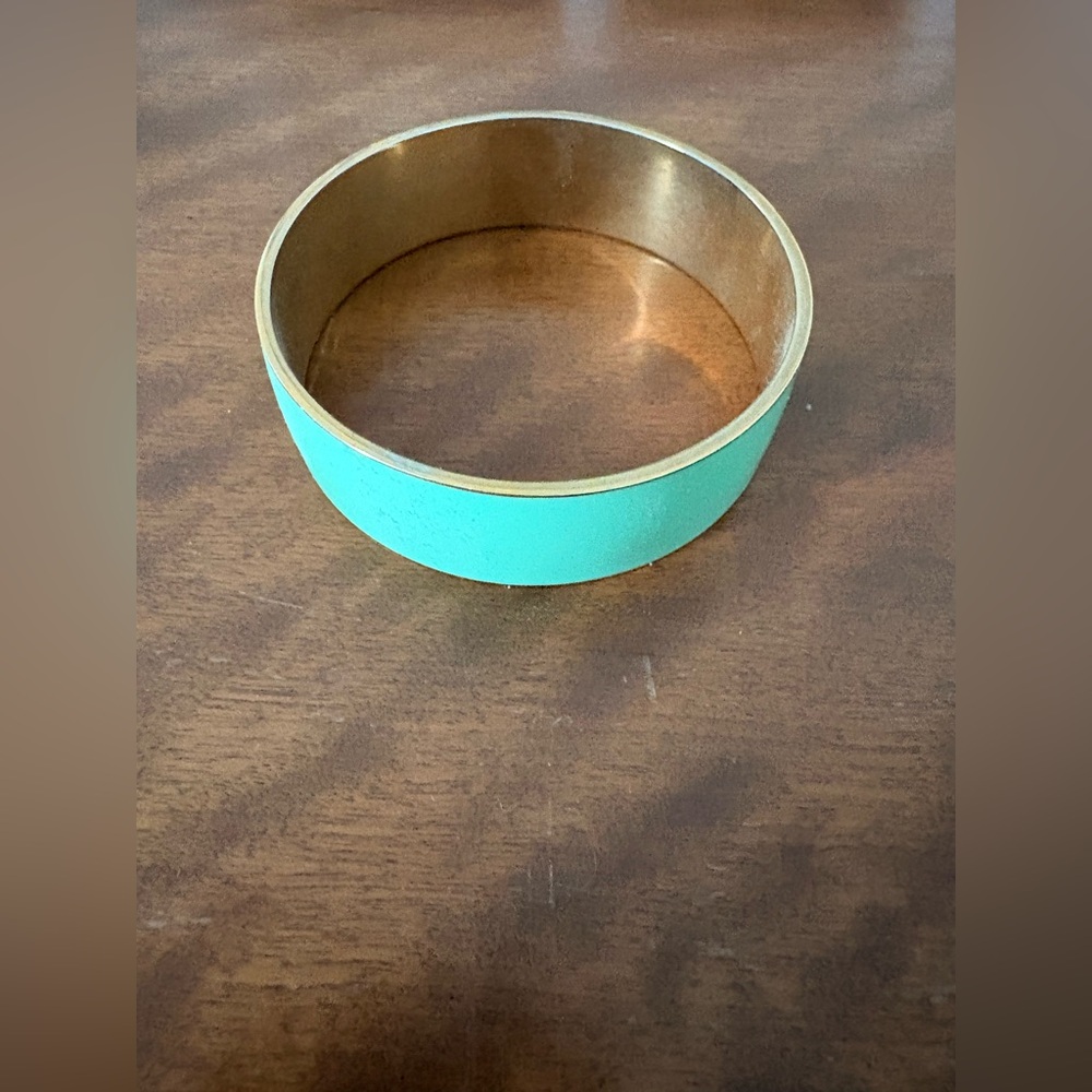 J Crew Gold and Pale Turquoise Bangle Bracelet